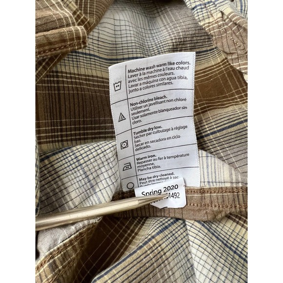 Carhartt Men's Size Large Brown Plaid Relaxed Fit Button Up Short Sleeve Shirt - Picture 7 of 7